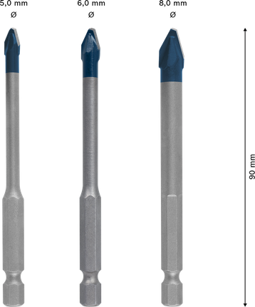 ست 3 عددی مته سرامیک‌بر بوش EXPERT HEX-9 HardCeramic سایز 5/6/8 میلی‌متر کد 2608900595