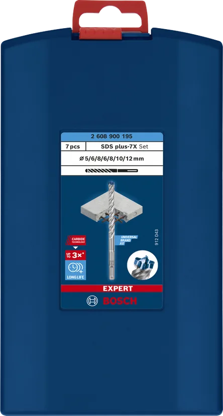 ست مته چکشی ۷ عددی بوش EXPERT SDS plus-7X کد 2608900195