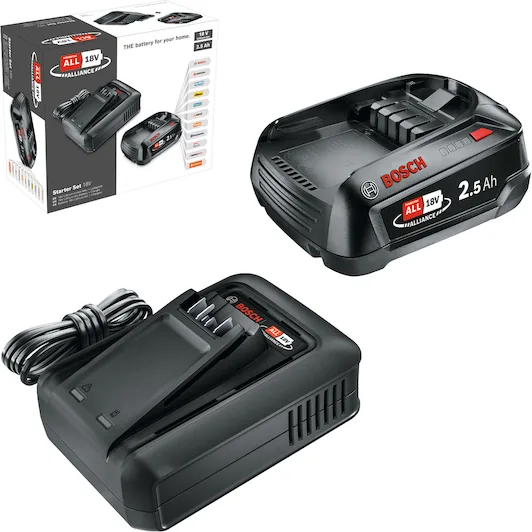 ست باتری و شارژر بوش 18 ولت مدل Starter Set (باتری PBA 2.5Ah + شارژر AL 18V-44)